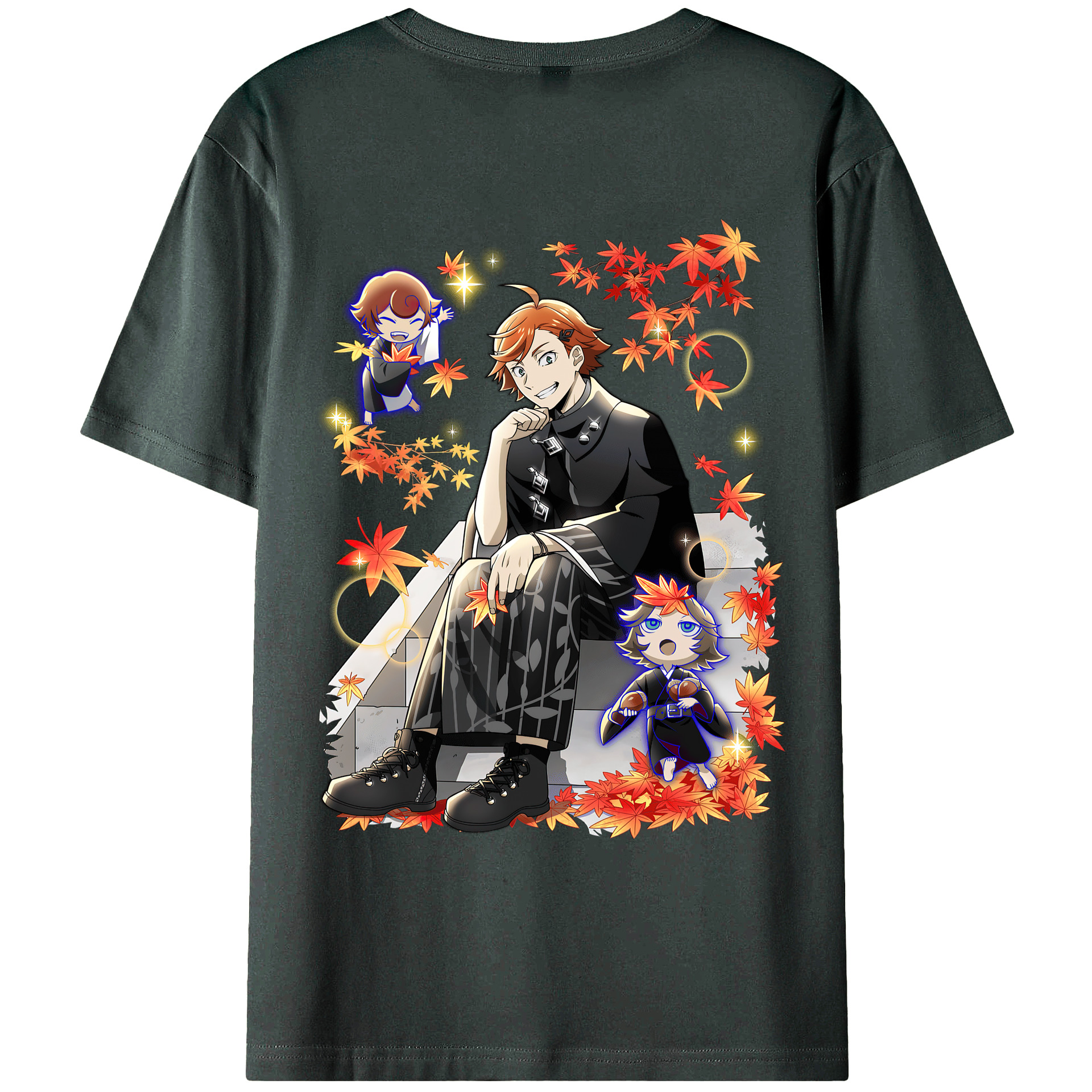 （画像用） 文豪ストレイドッグス Bungo Stray Dogs 綿100％ メンズ半袖Tシャツ（バックプリント） 通気性